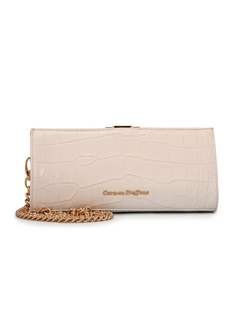 Carmen Steffens White Crossbody Bag Bianco Croco Leather